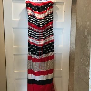 Cache Maxi Dress, Red/Black/White/Gold, Size Large